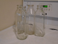 4 GLASS VINTAGE MILK BOTTLES  1960s
