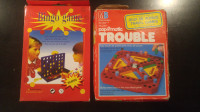 Jeux de voyage "Pop-O-Matic Trouble" et "Connect Four"