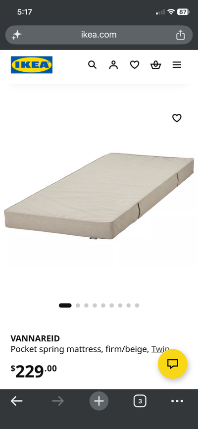 IKEA VANNAREID Slipcover Mattress Twin, View more