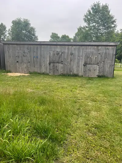 Call for details Barn is 12’ wide by 32’ Long Each room is 10x10 in size Has 2 Stalls and a nice Tac...