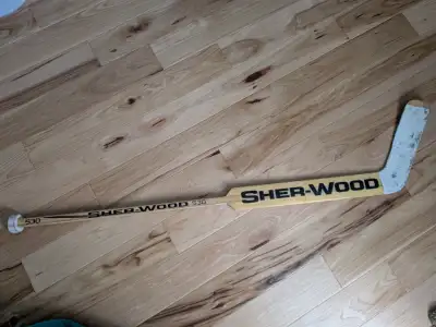 Sherwood wood hockey goalie stick with curved blade, View more
