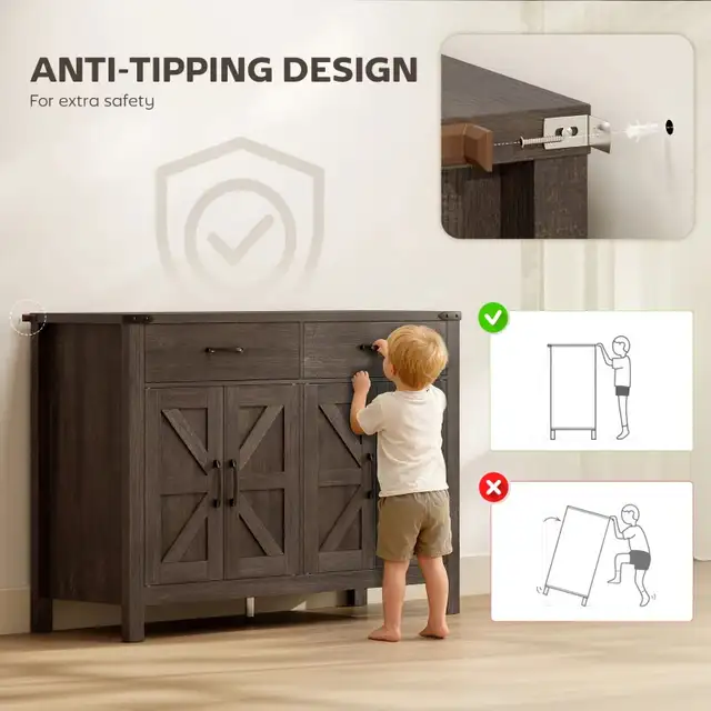 Sideboard Buffet Cabinet, Farmhouse Kitchen Storage Cabinet  in Hutches & Display Cabinets in Markham / York Region - Image 9