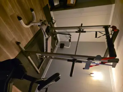 Starter gym set up, i am selling.my home gym in pieces or all in, View more