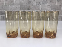 Retro Amber Water Glasses - 12 OZ - Set of 4 - Kitchen/Dining
