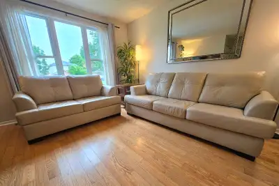 Made in Canada - Genuine Leather Sofa & Loveseat Set, View more