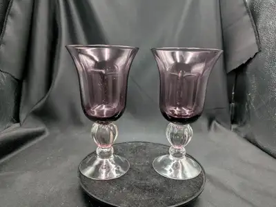 Vintage Lenox Colore Amethyst Purple Water Goblets Pair, View more