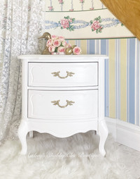 Elegant French Cottage Chic Style Bedside Table or End Table
