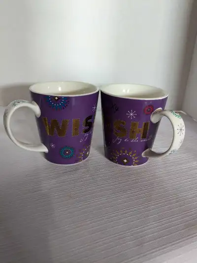 Starbucks Christmas mugs 2006 Wish set of 2 purp, View more