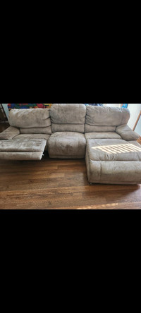 free beige suede couch well loved
