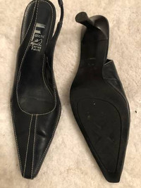 Carlos Falchi sling-back leather shoes $75  8B, 3”kitten heel
