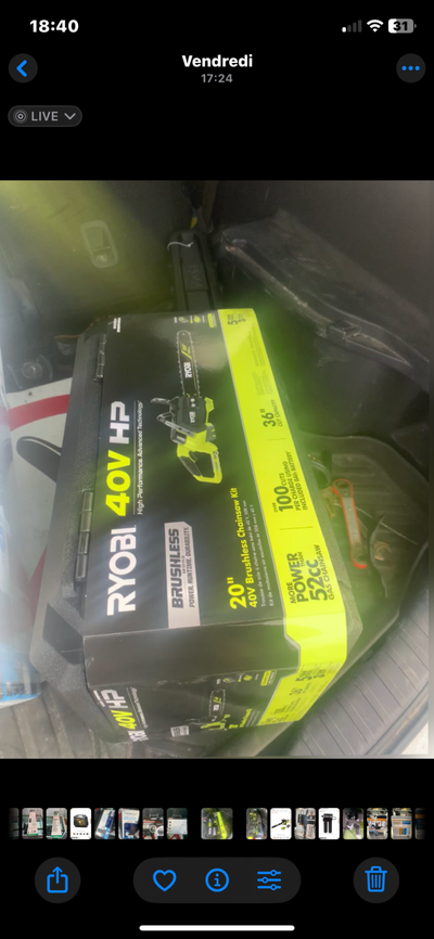 RYOBI 40V HP Brushless 20 in. Cordless Chainsaw Kit with 8.0 Ah, View more