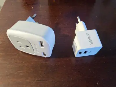 Two AC Euro Travel adapters, View more