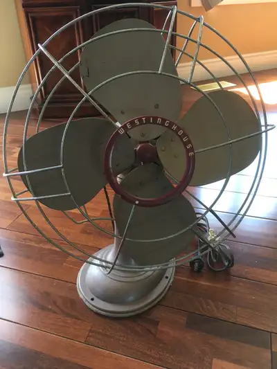 1950's Table Fan Large Westinghouse Oscillating Fan Y-4613 Electric - wiring in perfect condition 3-...