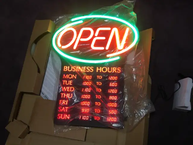 Newon LED OPEN Sign - Programmable Hours + Flashing Effects $125 ...