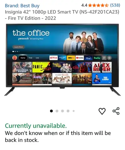 Insignia 42" 1080p LED Smart TV (NS-42F201CA23) -Fire TV Edition, View more