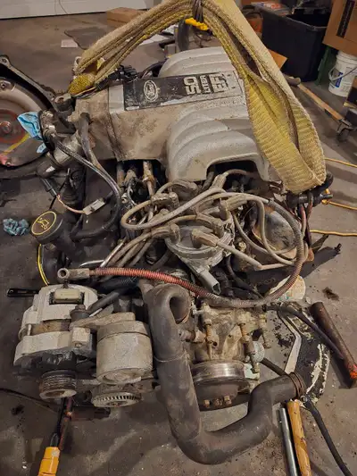 Motor appears to have been in a car that was in a front end accident, power steering bracket was bro...
