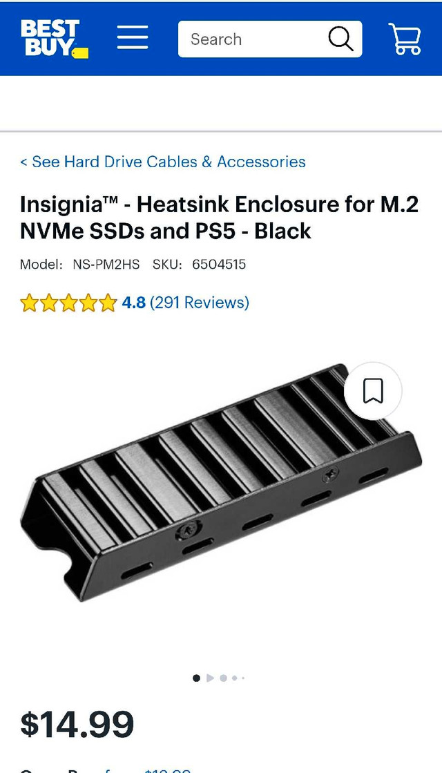 Insignia™ - Heatsink Enclosure for M.2 NVMe SSDs and PS5 - Black in Flash Memory & USB Sticks in Ottawa - Image 2