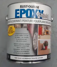 RUST-OLEUM EXPOXY concrete floor paint (new) & 4 cans assorted