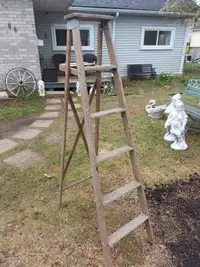 Old vintage wooden step Ladder, 68.5" tall