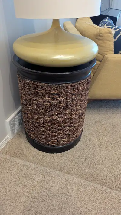 Wicker and wood side table, View more