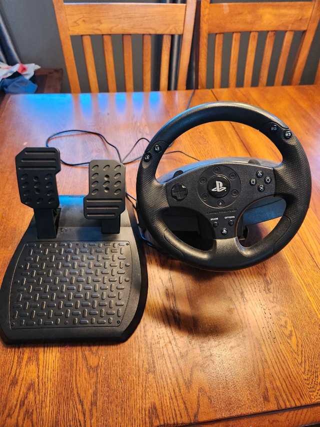 Playstation racing steering wheel and pedals. in Sony Playstation 4 in Kawartha Lakes