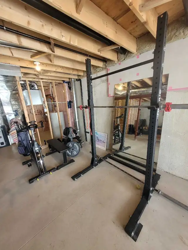 squat rack, two barbells, bench, exercise bike, weight in Exercise Equipment in Woodstock - Image 2