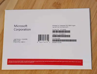SEALED! Genuine Windows 2022 Datacenter Server OEM License / DVD, View more