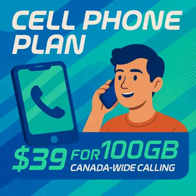 Cell Phone Plan – Just $39 100GB of high-speed 5G data Canada-wide calling included Bring your own d...