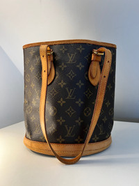 Authentic Louis Vuitton Monogram Petit Bucket Bag 