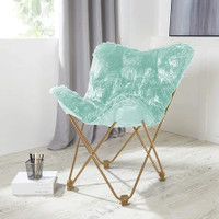Lehman Upholstered Accent Chair Aqua Faux Fur