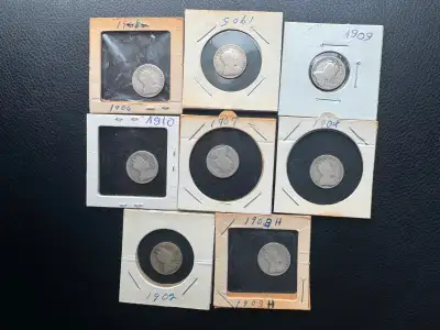 LOT OF 8 CANADA SILVER DIMES COINS SUPER VERY OLD MADE IN CANADA, View more