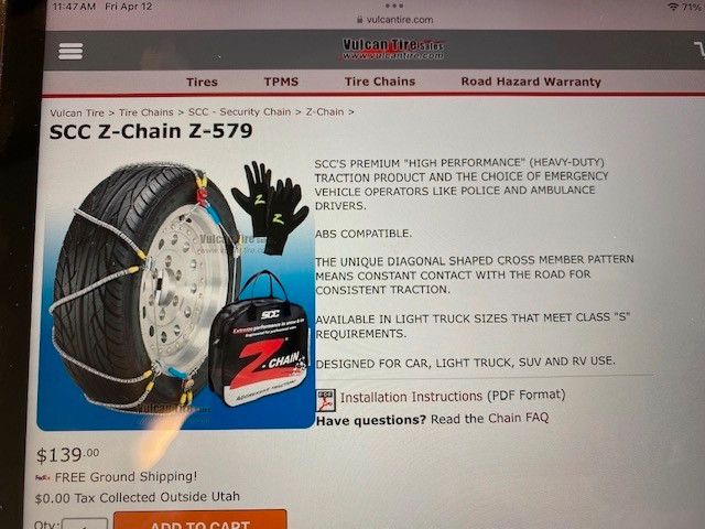 SCC Tire Chains Z-579 in Other Parts & Accessories in Moose Jaw - Image 3