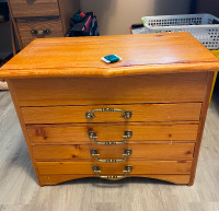 Wooden cabinet with cotton skeins