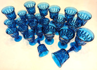 24! Stunning Vintage Noritake Cerulean Blue Perspective Goblets!