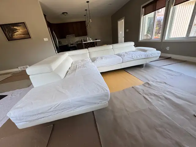 Large L- Shaped Artificial leather  white Sofa. in Chairs & Recliners in Kingston - Image 3