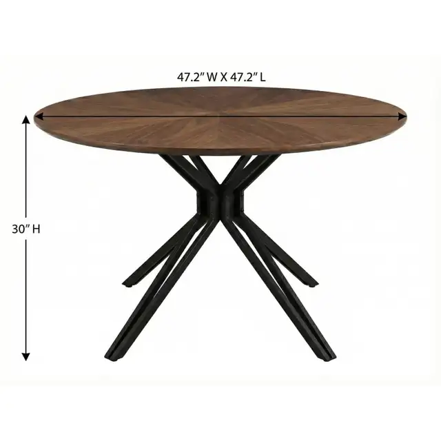 Brand New 47" Round Dining Table - Walnut Top & Black Metal Leg in Dining Tables & Sets in Markham / York Region - Image 4