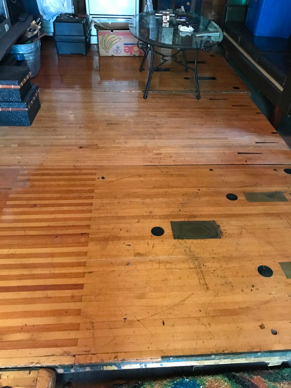1 Remaining - Original Bowling Alley Wood w/ Sought Markings in Floors & Walls in London - Image 4