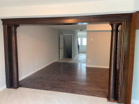 Hardwood floor installation,Newel post, oak handrail