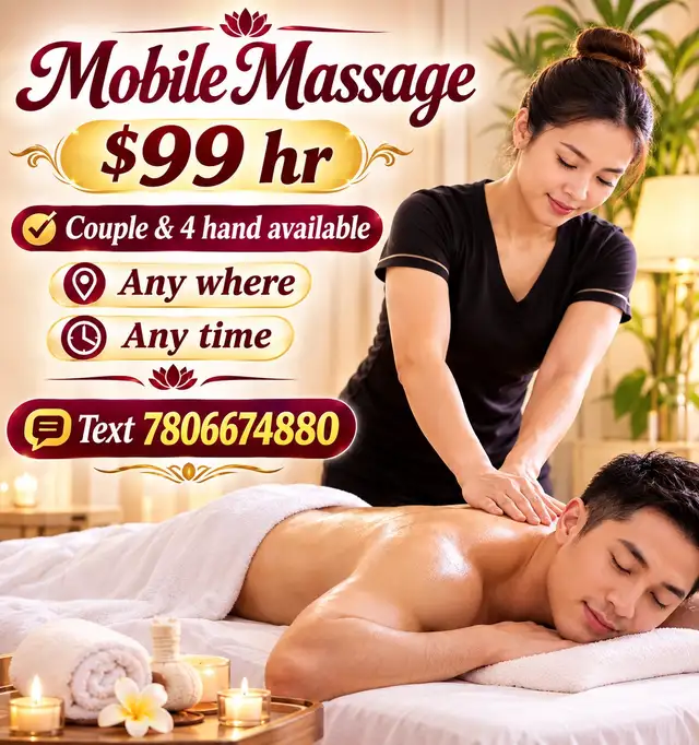 Mobile Massage for Single & Couple $99 hr 