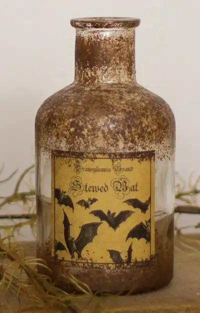 Stewed Bat Glass Jar Halloween Decor NEW MINT, View more