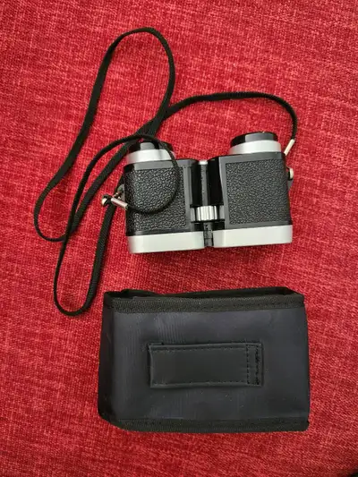 25 04 01 BS Vintage 3x28 Mini Binoculars/Japan-Made Sports Or Opera Glasses & Case 4” x 2 ¾” x 1 ½”...