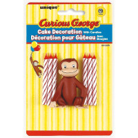 Curious George Cake Decoration with 6 birthday candles brand new