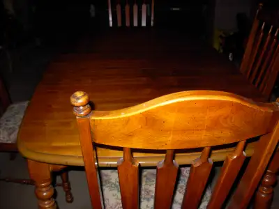 Solid wood dinning table and 4 chairs, View more