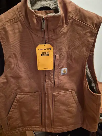 BNWT)Carhartt LG Washed Duck Sherpa-Lined Mock-Neck Vest , View more