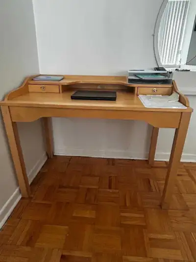 Light Wood Writing Desk with Drawers, View more