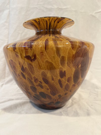 Decorative flared glass vase, tortoise shell colour