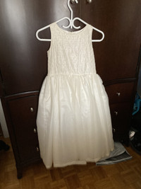 Girl's White Full Length Dress + Bolero, Size 6x