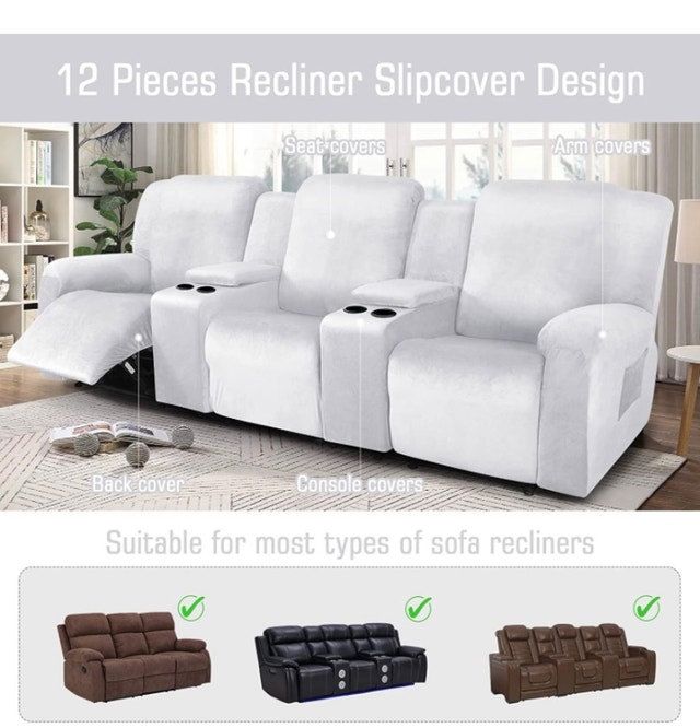 New Recliner Sofa Covers Velvet Reclining Couch Covers with Midd