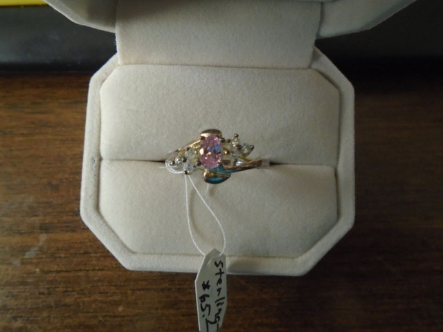 NEW Sterling Silver Pink Oval size 10 Rhinestone Ring $55. in Jewellery & Watches in Thunder Bay - Image 2