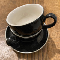 Pair of espresso cups and saucers black